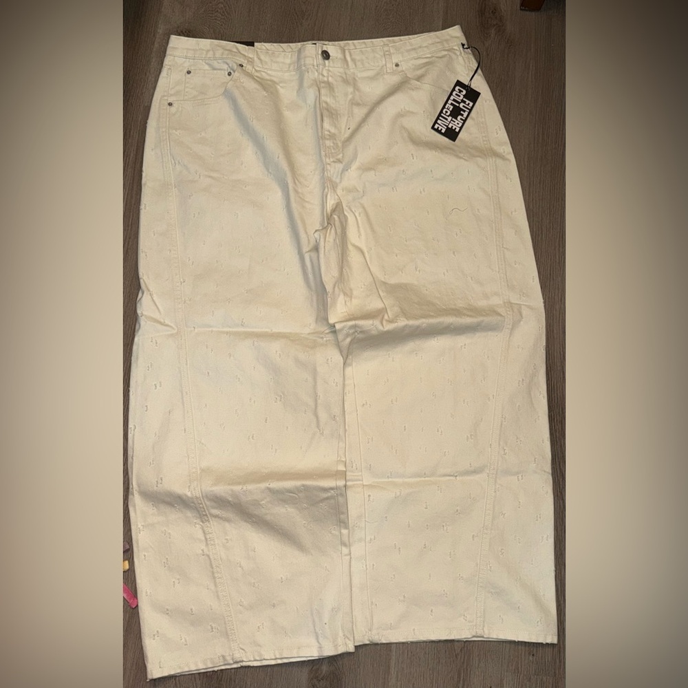 Future Collective Cream Jeans with Subtle Pattern